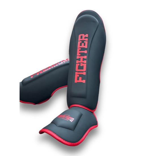 Premium Fighter - Red Line ( műbőr ) Sípcsontvédő